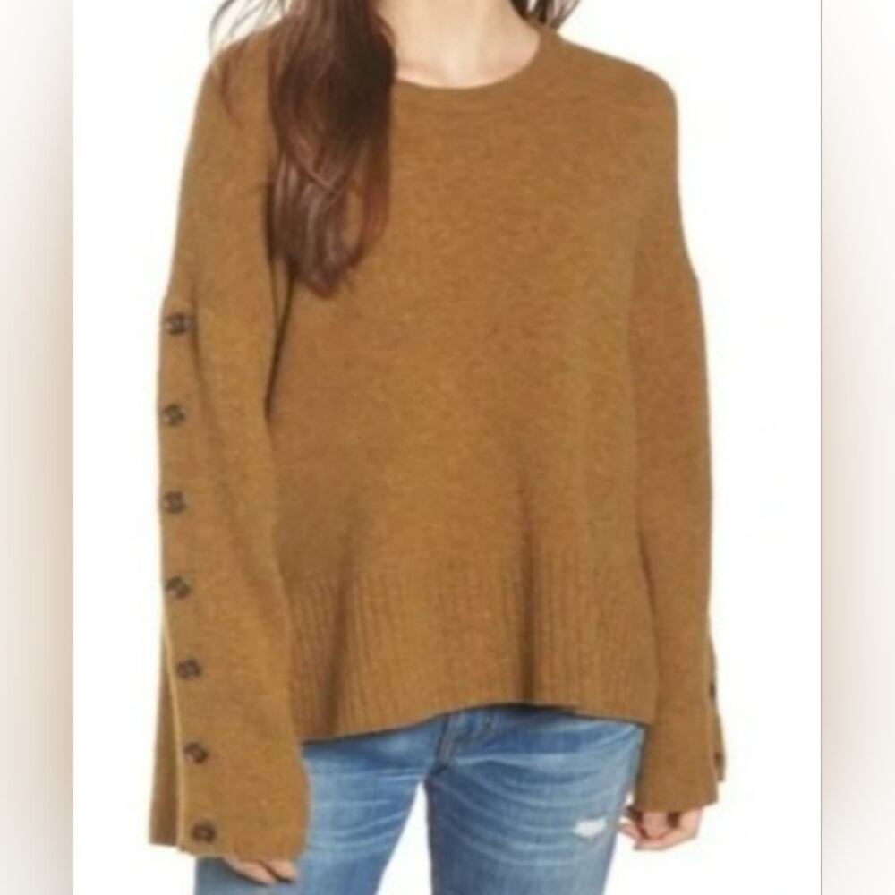 MADEWELL BUTTON SLEEVE PULLOVER SWEATER WOMEN'S SIZE S